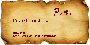 Preidt Agád névjegykártya